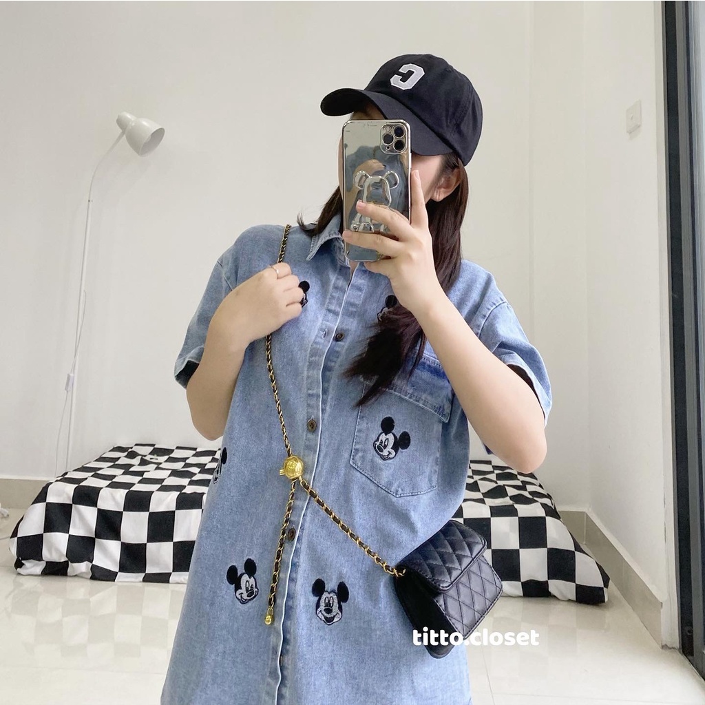 Áo Sơ Mi Vintage Jean Túi Ngực Form Rộng - Có Video Shop Quay - Titto Closet
