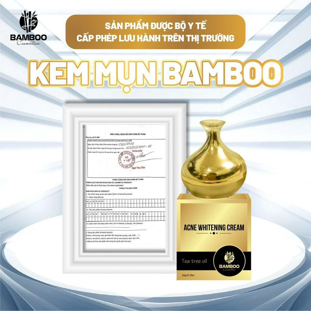 Kem mụn Acne Whitening Cream Bamboo giúp mờ thâm dưỡng trắng da hũ 20g