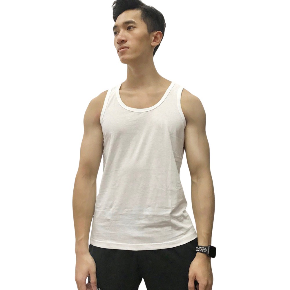 Áo ba lỗ nam màu trắng 100% cotton co giãn 4 chiều RSC01 - form slim