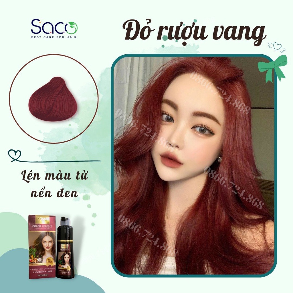 Dầu gội nhuộm tóc thảo dược Saco, dầu gội phủ bạc siêu dưỡng không gây hư tổn cho tóc