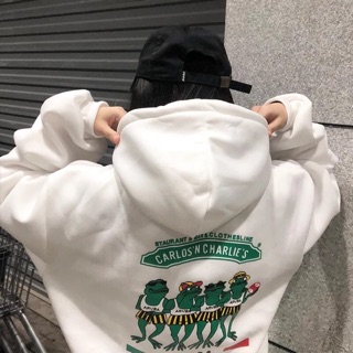 [ORDER]- Áo hoodie nỉ bông ulzzang hình ếch xanh