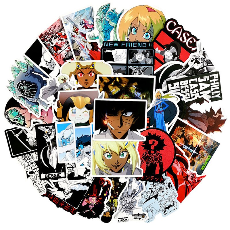 Set 50 miếng sticker dán trang trí chống thấm hình truyện tranh Cannon Busters