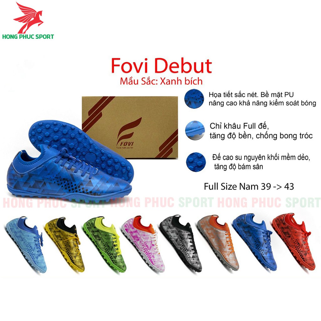 GIÀY BÓNG ĐÁ SÂN CỎ NHÂN TẠO FOVI DEBUT X19 FULL HỘP KHÂU FULL ĐẾ