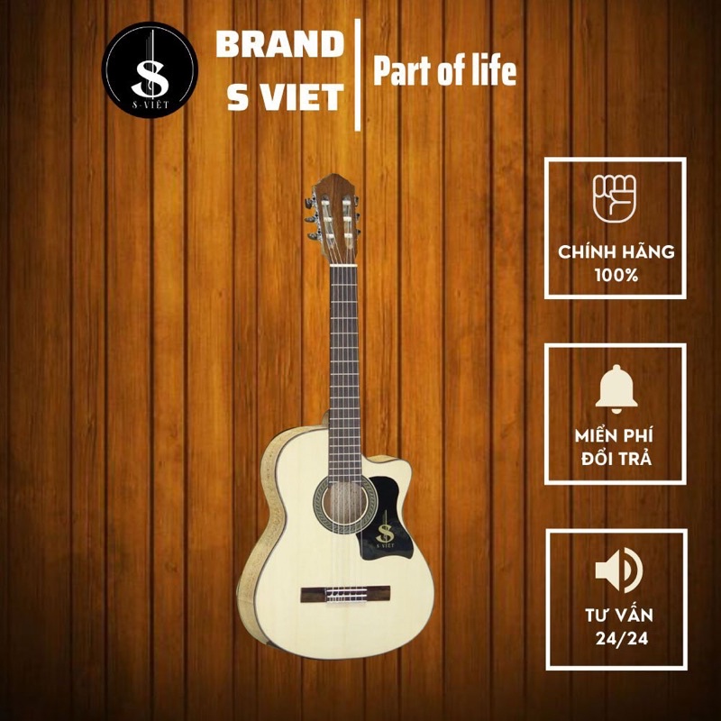 Đàn guitar classic gỗ thịt, có ty chỉnh hãng S Việt mã ES185-32
