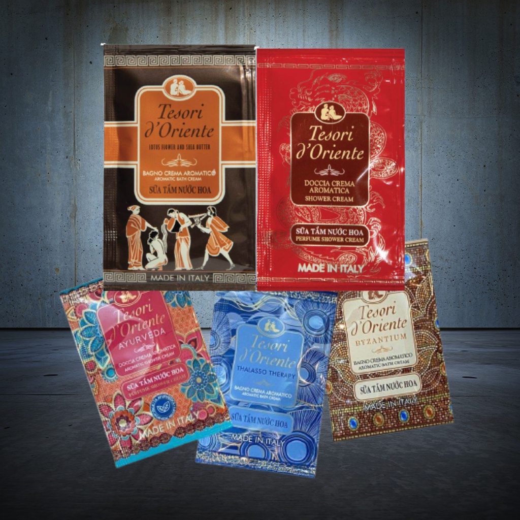 Sữa Tắm Dây Tesori d’Oriente 9ml, Sữa Tắm Gói Du Lịch Tesori.