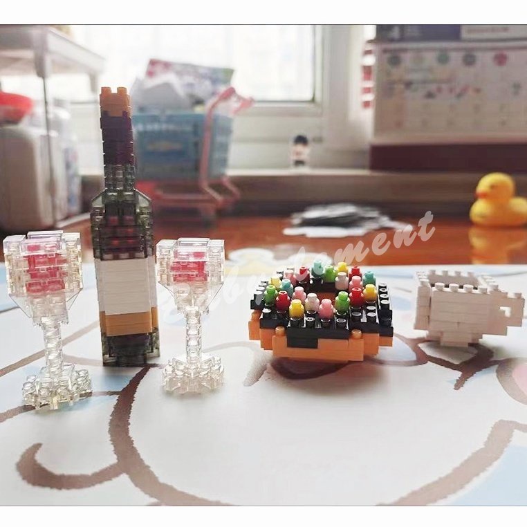 Nano Khối Thực Phẩm Series Ăn Xếp Hình Khối Xây Dựng Bánh Sinh Nhật Hamburger Sáng Tạo Tự Làm Hoạt Hình Đồ Chơi Trẻ Em Quà Tặng