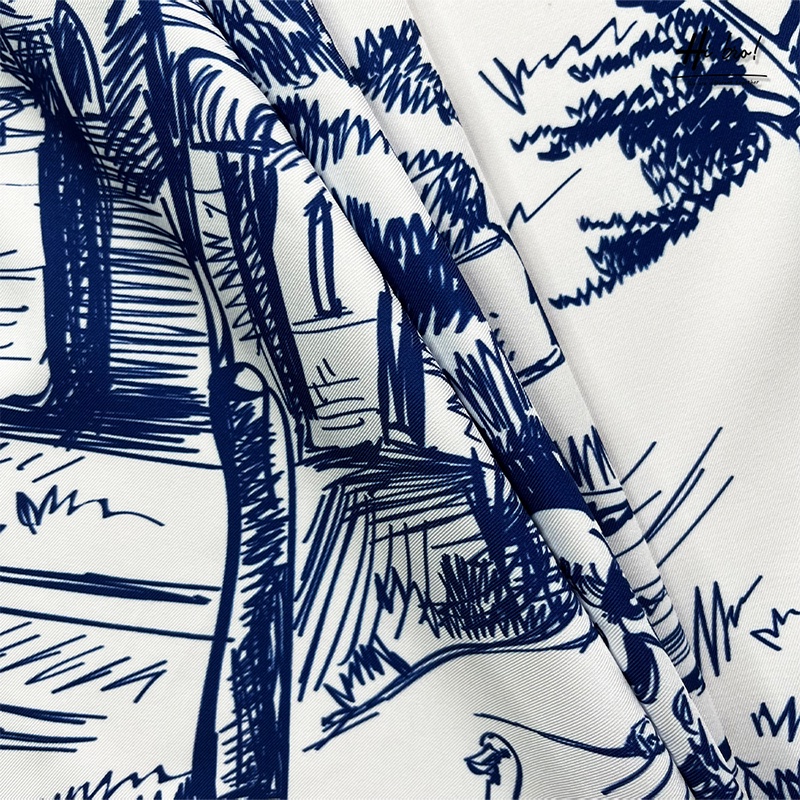 Áo sơ mi nam tay ngắn họa tiết HIBRO chất vải lụa Kate Mỹ cao cấp mềm, mịn, mát không nhăn và không bong tróc - MÃ H06