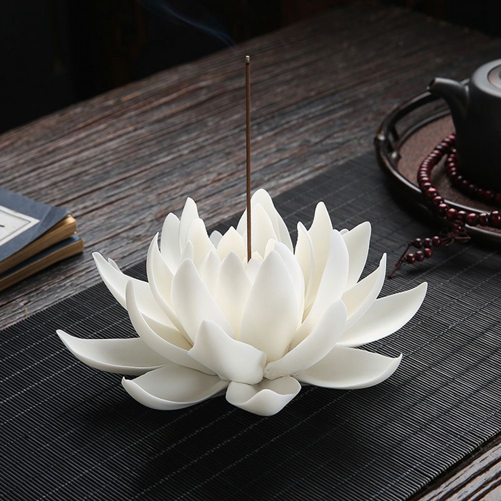 Giá đỡ đốt trầm hương hình hoa sen bằng gốm sứ trang trí nhà ở/văn phòng