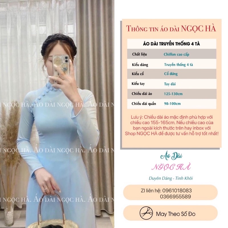 ÁO DÀI TRUYỀN THỐNG NỮ 4 TÀ ĐÍNH CÚC BỌC CHẤT LIỆU CHIFON