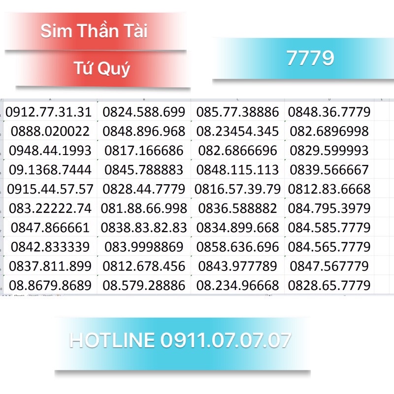 Sim số đẹp THẦN TÀI - KÉp Vina 4G dễ nhớ siêu sale. Hổ trợ đăng kí chính chủ,Giao sim toàn quốc