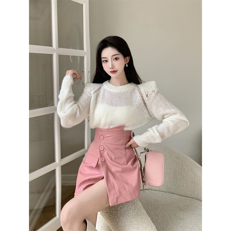 Áo Len Tay Dài Cổ Tròn Hở Vai Thời Trang Cho Nữ