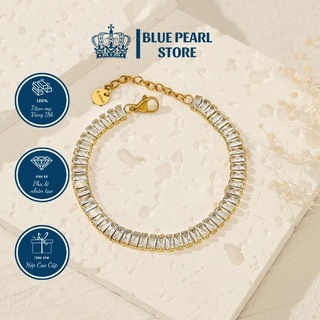 Lắc tay nữ blue pearl lt0005 titan cao cấp mạ vàng 18k, bạc italy 925 không gỉ đính đá lấp lánh