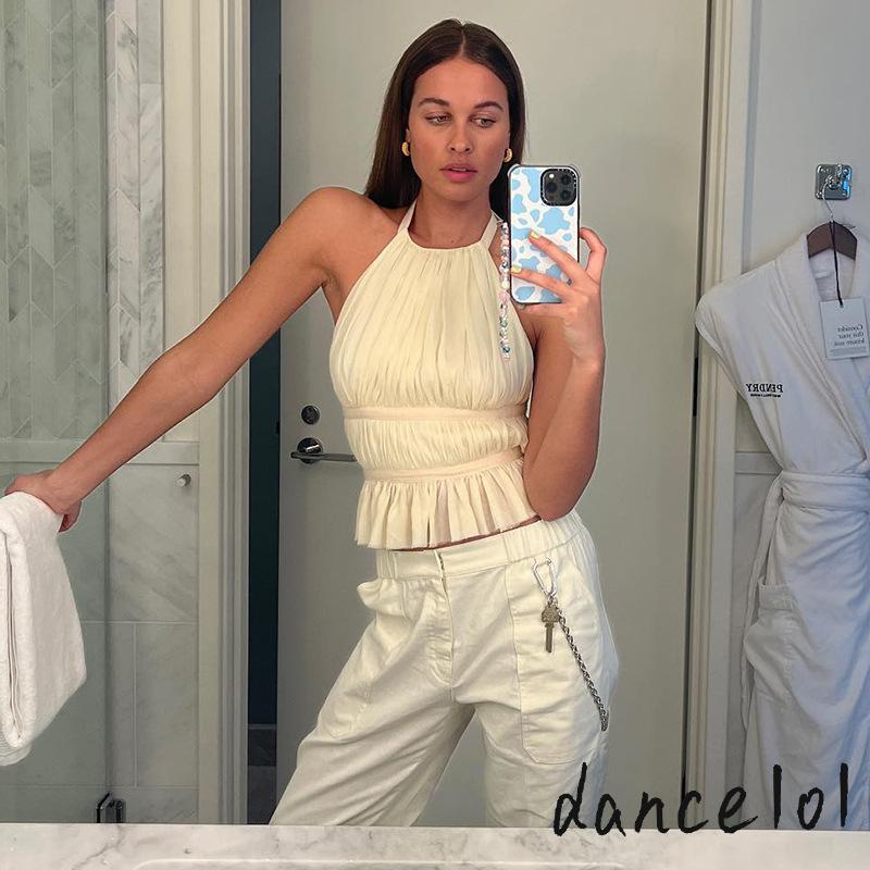 Áo Khiêu Vũ Mùa Hè 1O1- Thời Trang Nữ Cổ Yếm Hở Lưng Nhún Bèo