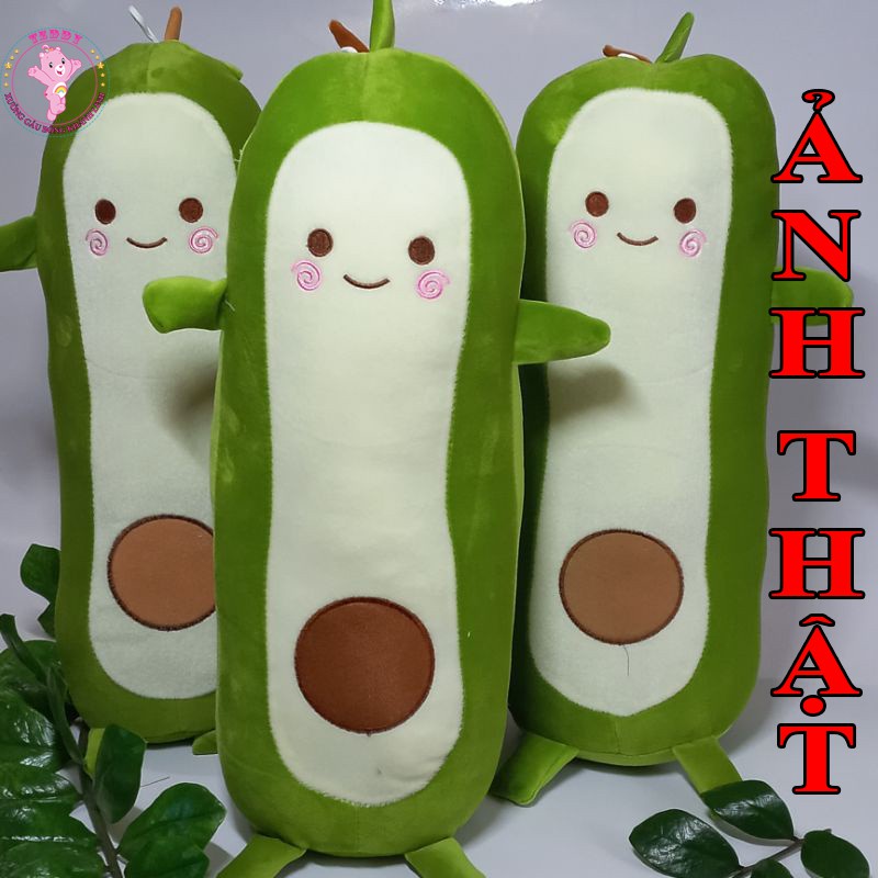 Gấu Bông Hình Trái Bơ Dài Size 50Cm Siêu Ngộ Nghĩnh Đươc Làm Bằng Vải Nhung Co Dãn 4 Chiều Nhồi Bông Gòn Trắng