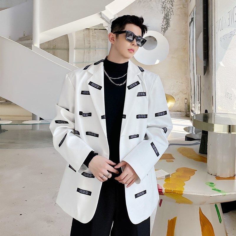 Áo khoác blazer nam nữ Unisex form suông dáng dài màu trắng phong cách trẻ trung thời trang cá tính M133HD | WebRaoVat - webraovat.net.vn