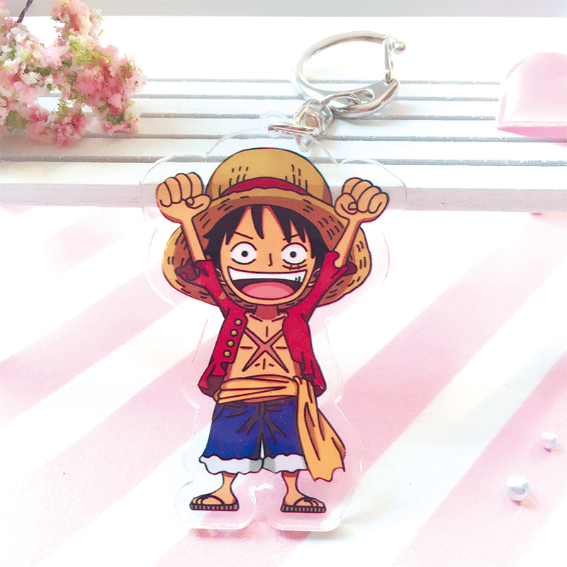 Móc khóa acrylic Anime One Piece trong suốt Luffy Chopper có thể giữ chìa khóa dễ thương