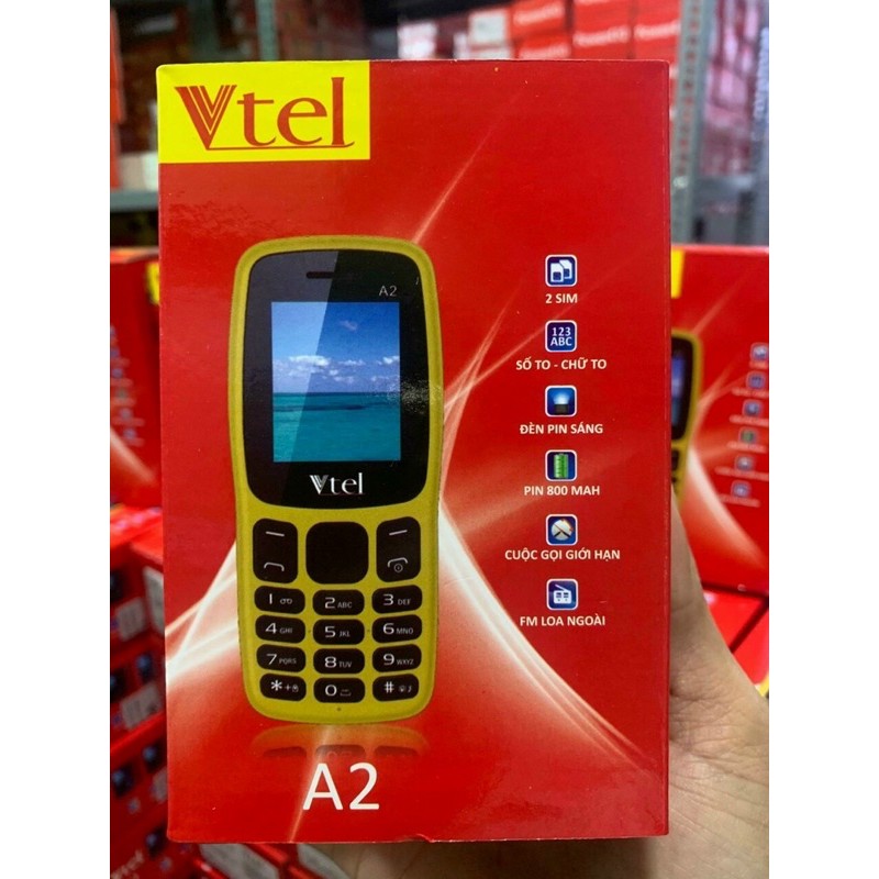 [Mã ELFLASH5 giảm 20K đơn 50K] Điện thoại Vtel A2 số to chữ to 2sim 2sóng - Bảo hành chính hãng 12 tháng