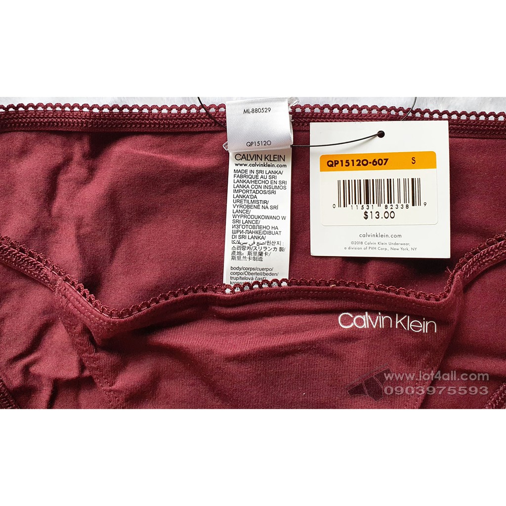 [CHÍNH HÃNG] Quần lót nữ Calvin Klein QP1512O Logo Cotton String Bikini Maraschino