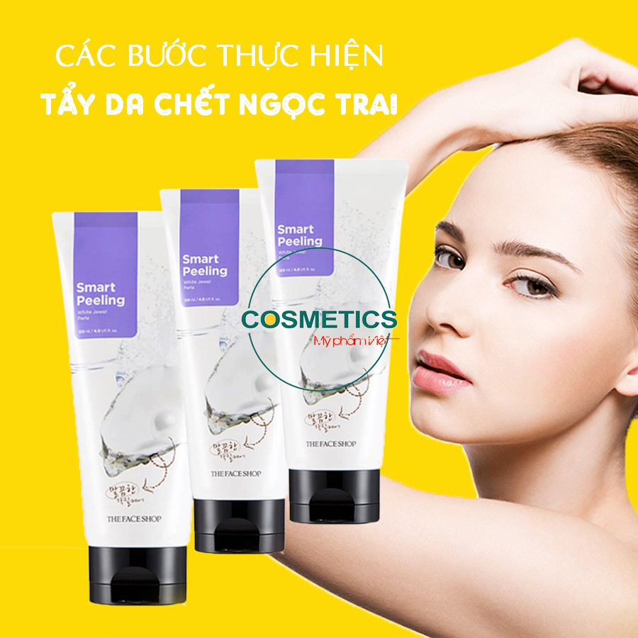 Tẩy tế bào chết ngọc trai dành cho vùng mặt The Face Shop Smart White Jewel Peeling 120ml