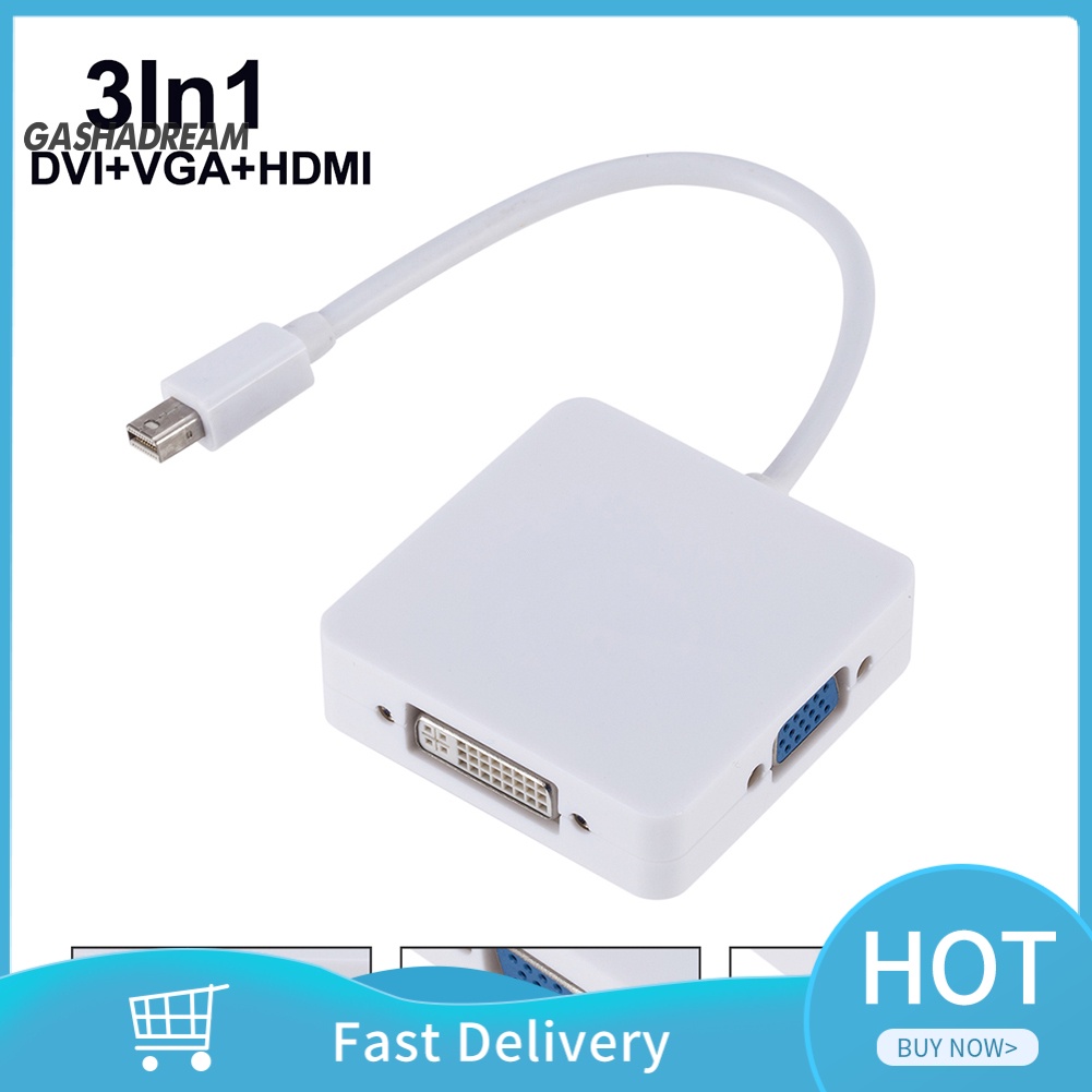 Cáp Chuyển Đổi 3 Trong 1 Từ Cổng Dp Sang Dvi Vga Hdmi Cho Macbook Thunderbolt