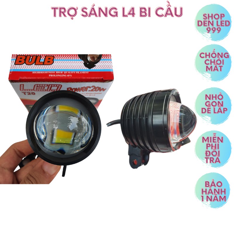 Đèn led trợ sáng L4 Bi Cầu 2 Màu cos pha vàng trắng mẫu mới 2021