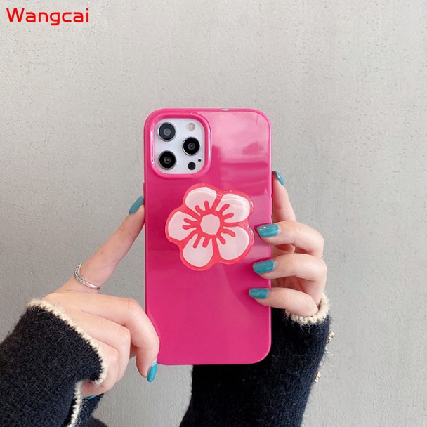 Huawei Nova 8 7 Pro 7i 6 SE 4e 4 3i 3 P40 P30 P20 Mate 40 30 20 Pro Phone Case Flower Holder Stand Candy Rose Red Plum Fresh Cute Simple Soft TPU Casing Case Cover