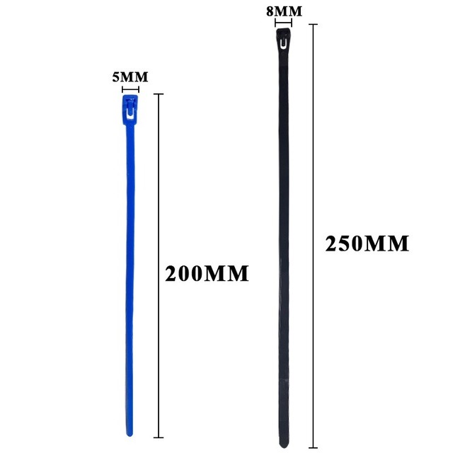 Bộ 100 Dây Buộc Dây Cáp Nylon Co Giãn Nhiều Màu Sắc Có Thể Điều Chỉnh