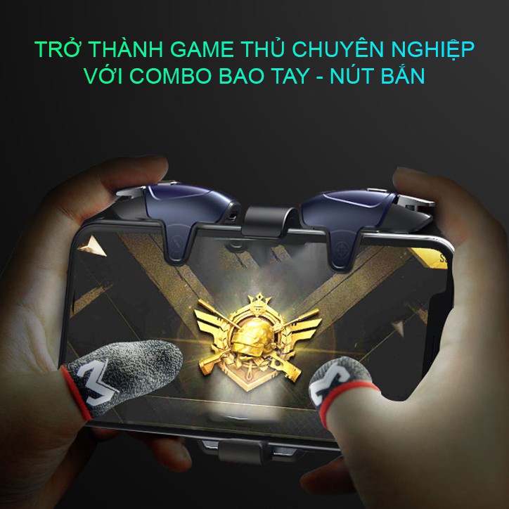 Găng tay chơi game điện thoại Memo sợi carbon phủ bạc cảm ứng nhạy cho game PUBG FF Tốc Chiến Liên Quân mobile