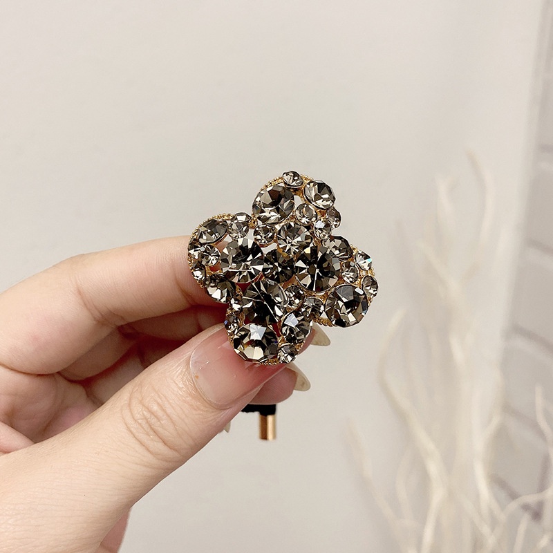 Dây Buộc Tóc Hình Cỏ Bốn Lá Đính Đá Thời Trang Hàn Quốc Cho Nữ