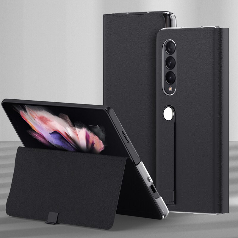 Bao da điện thoại nắp gập từ tính siêu mỏng kèm giá đỡ cho Samsung Galaxy Z Fold 3 5g