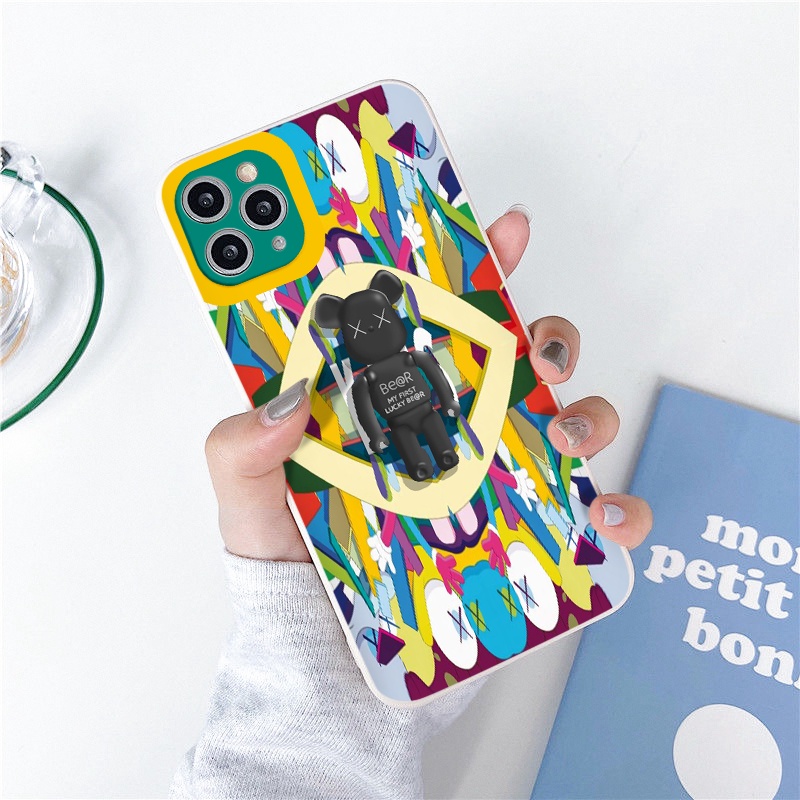 ốp iphone gấu Be@r brick Pattern Colorful CHO IPHONE 6/6+/7/7+/8/8+/X/XS/XSMAX/11/12/13/pro/max cạnh vuông bảo vệ camera