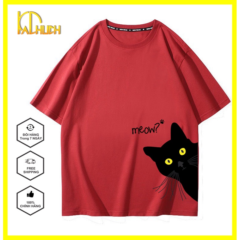 ÁO THUN NAM NỮ UNISEX TAY LỠ FORM RỘNG IN MÈO MEOW