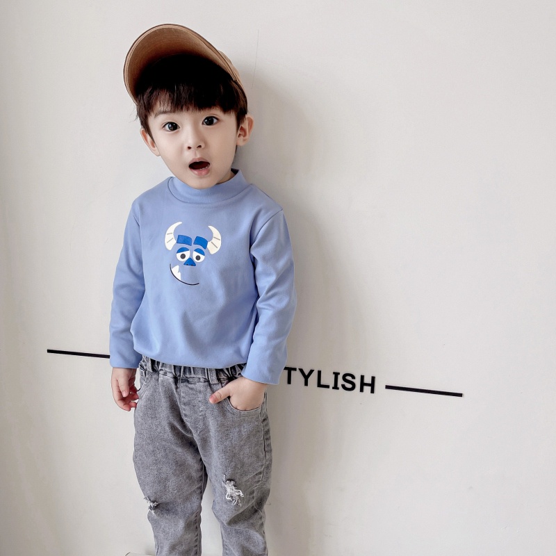 Áo Nhung Cổ Lọ In Họa Tiết Hoạt Hình Cho Bé