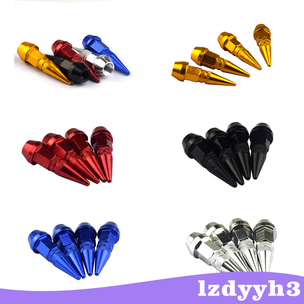 YouthTrip 4 Pieces Car Auto Moto Spike Shape Tire Stem Valve Cap Golden