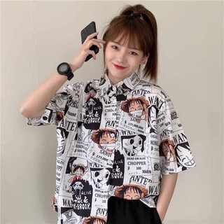 Áo sơ mi lụa One Piece Luffy Đảo Hải Tặc unisex