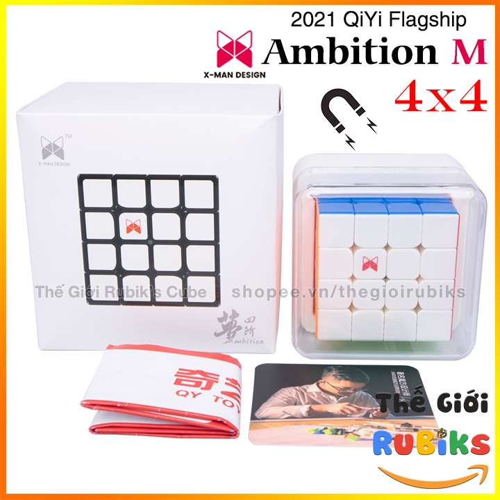 QiYi XMan Ambition 4x4 M Rubik X-man Design Ambition 4x4x4 có nam châm sẵn.