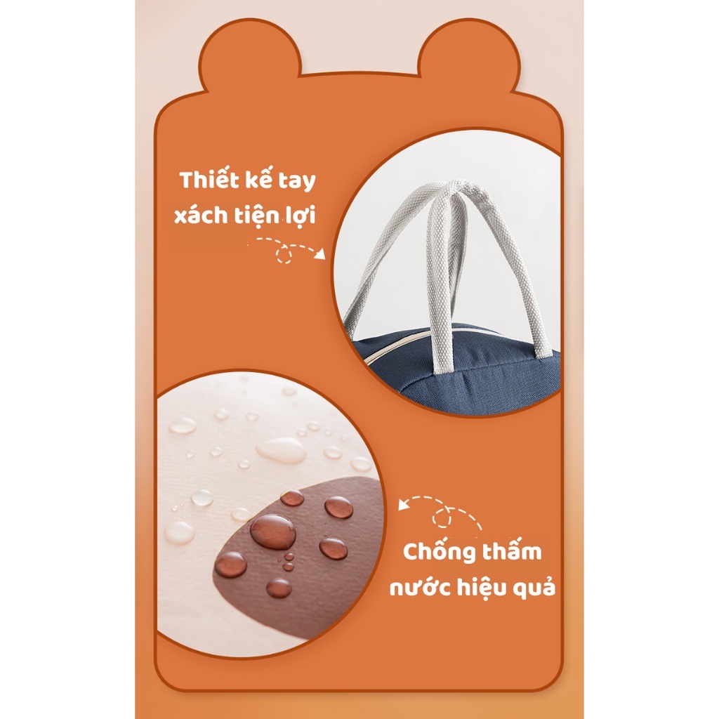 Túi Giữ Nhiệt Đựng Hộp Cơm Hình Gấu Đáng Yêu Chống Thấm Nước Cao Cấp