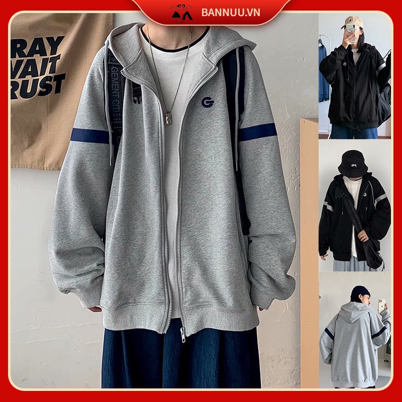 Áo Khoác Hoodie Phối Khóa Kéo áo khoác bóng chày nam Phong Cách Hàn Quốc Đơn Giản Thời Trang áo khoác varsity jacket unisex from rộng áo bóng chày nữ