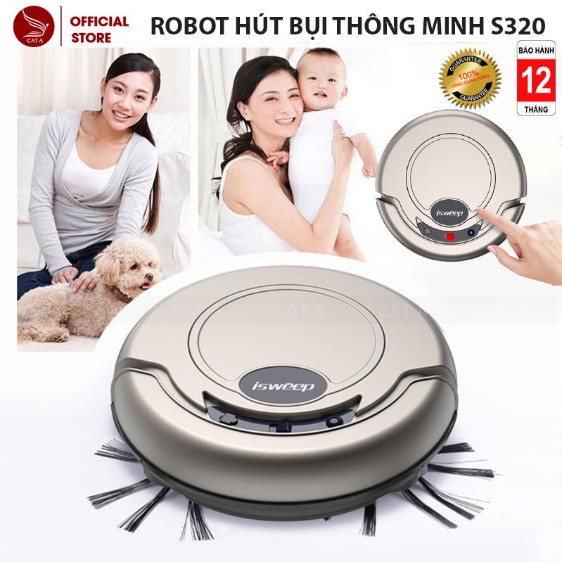 [BẢO HÀNH 1 NĂM] Robot hút bụi thông minh ISWEEP - S320, kết hợp 3IN1- Cảm biến chạm, hút bụi, quét lau nhà !