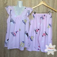 Đồ bộ lanh (tole) lửng, cổ ren siêu xinh (40-65kg)