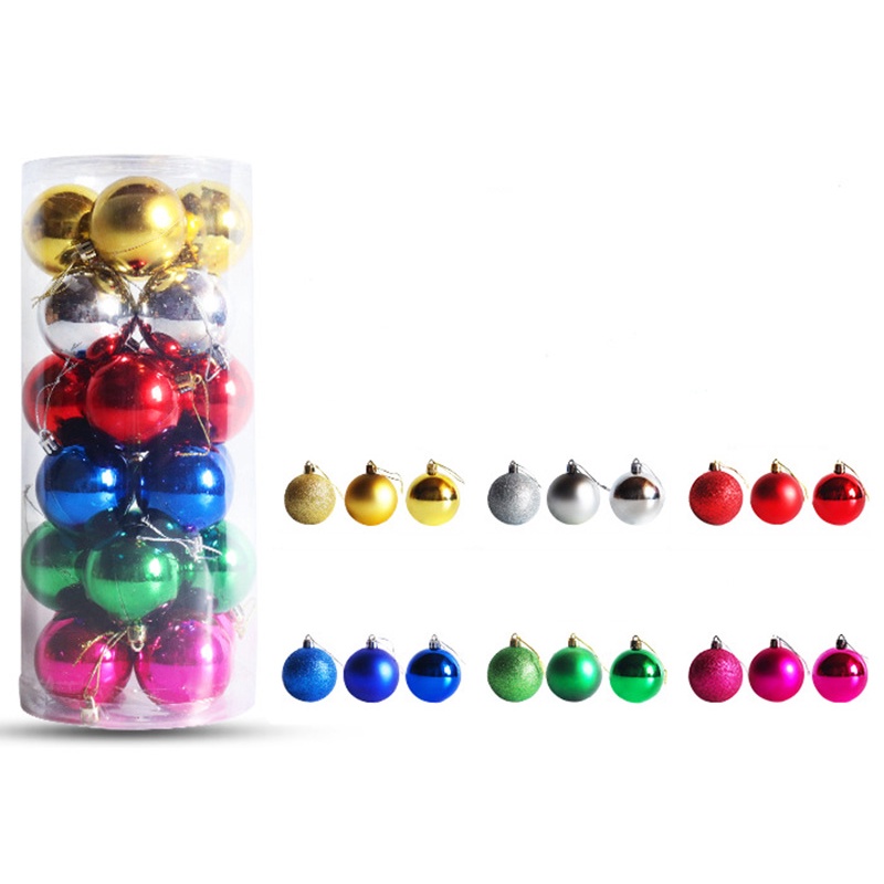 Hộp 24 trái châu OSSAYI 3cm nhiều màu sắc trang trí Giáng sinh năm mới