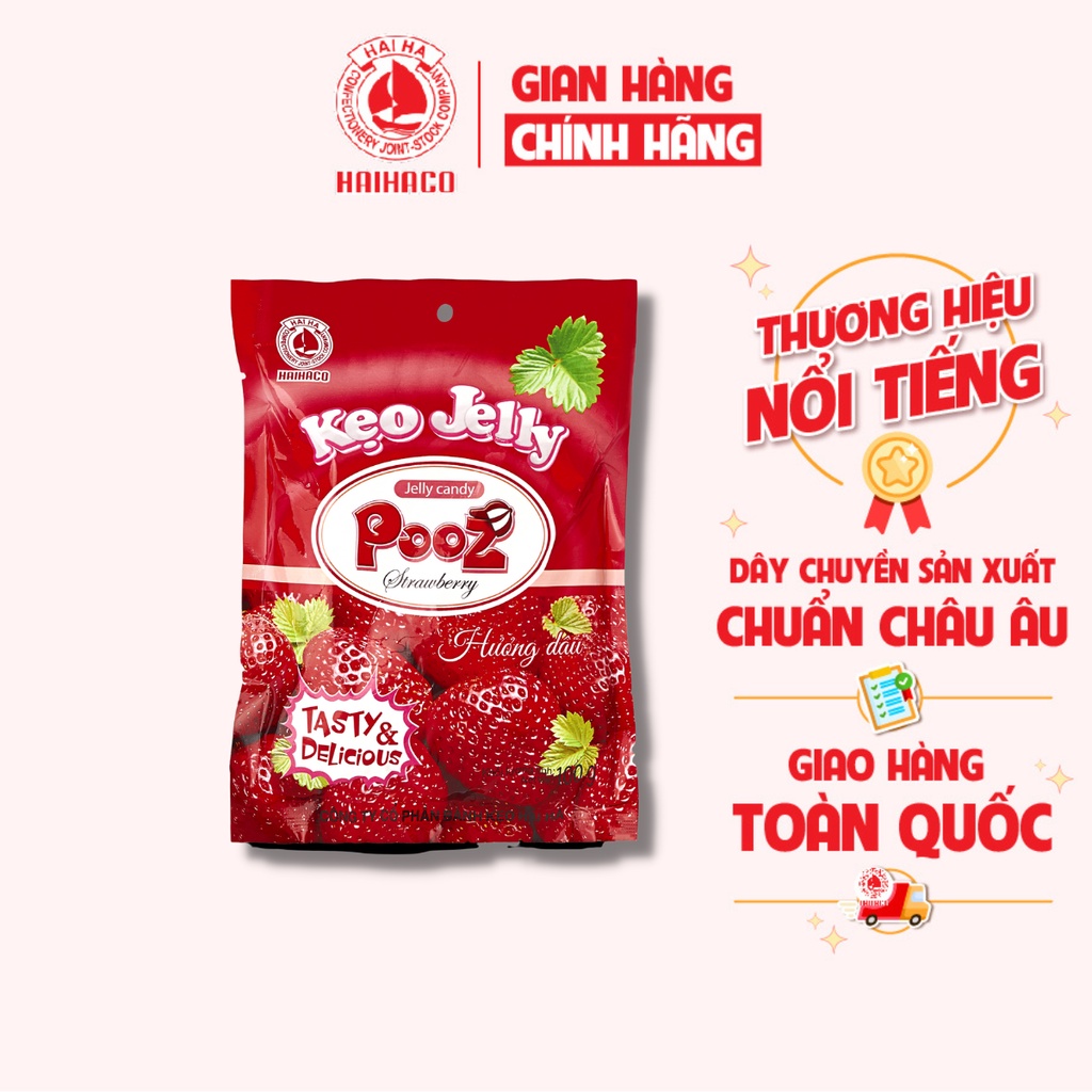 Kẹo Dẻo Jelly Pooz Hải Hà Hương Dâu - Túi 100g