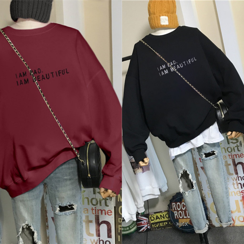 Áo Hoodie Sweater Oversize Am Bad dưới 65kg, HanaClothing , Áo dài tay Unisex HanaClothing