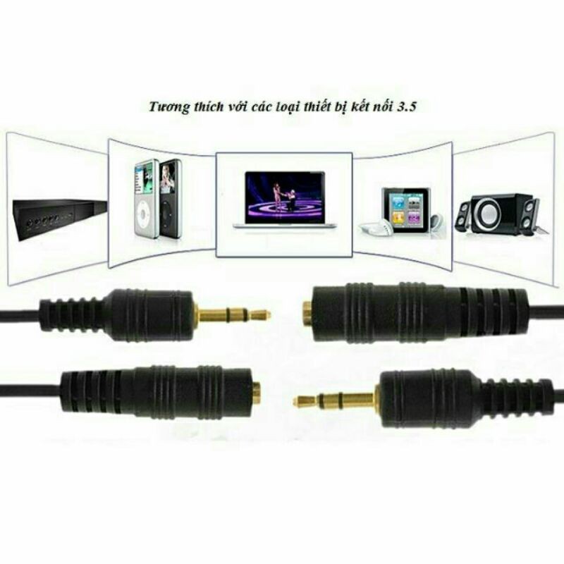 Dây cable audio nối dài jack 3,5mm (1 đầu đực, 1 đầu cái)