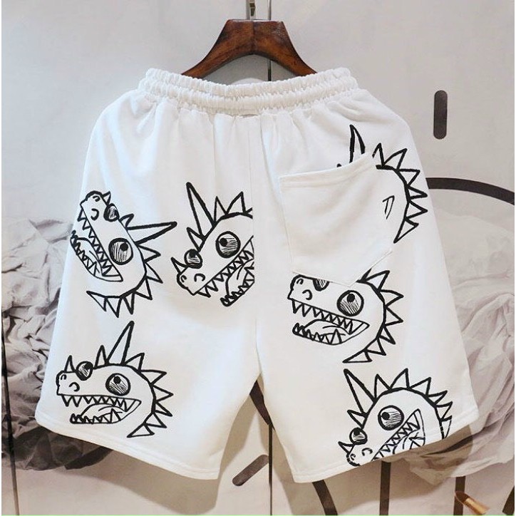 Quần short poly in hình khủng long co giãn 4 chiều mềm mịn
