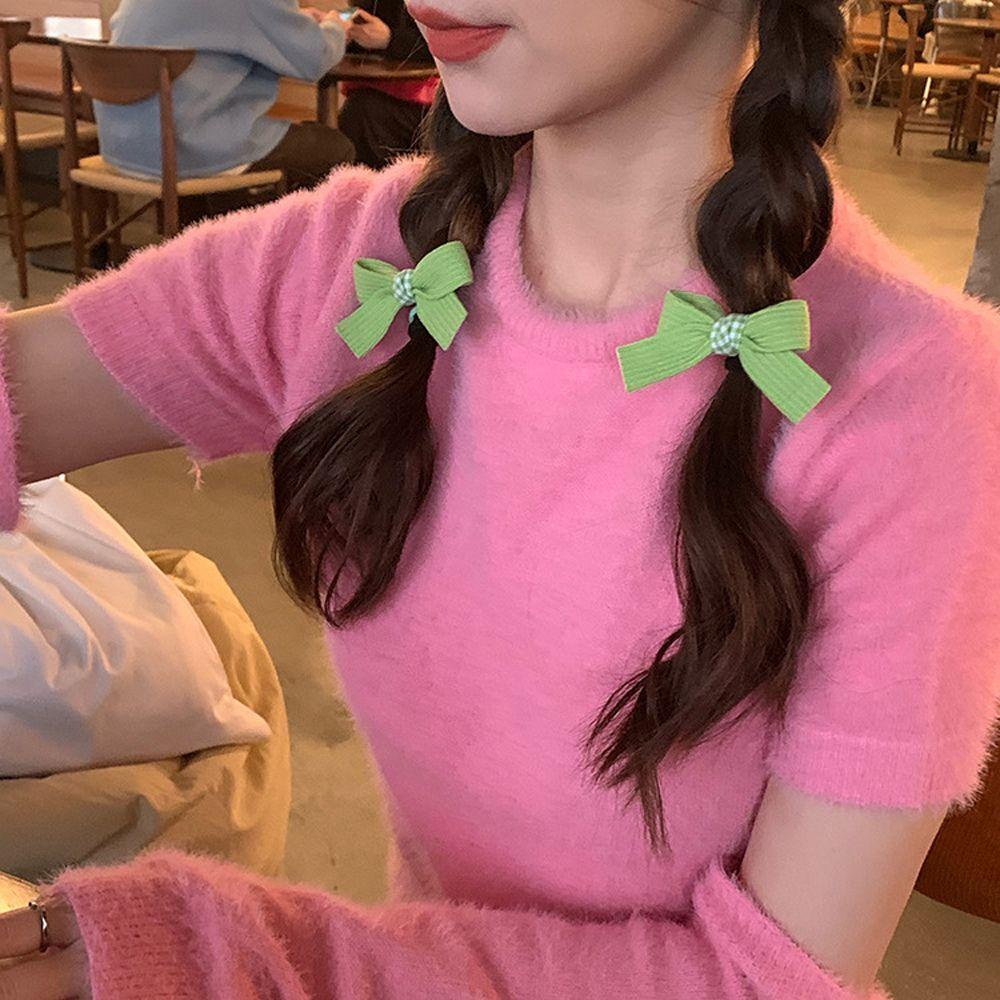 IVORY Bộ 2 Dây Buộc Tóc Mini Phong Cách Hàn Quốc Cổ Điển Thời Trang Cho Nữ