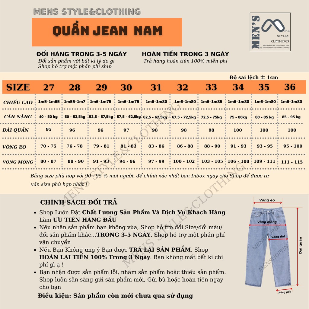 Quần jean túi hộp baggy, phom ống suông rộng nam - TUI HOP [ảnh Shop tự chụp] - HOTTREND 2021 | BigBuy360 - bigbuy360.vn