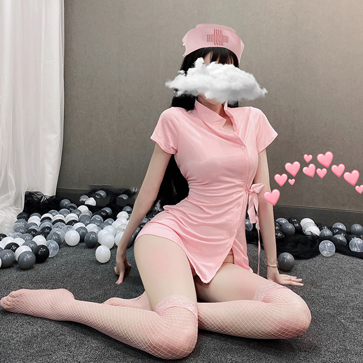 SET Freesize <52kg Đồ ngủ sexy cosplaly nữ y tá hồng gợi cảm - Chất liệu có giãn, thông thoáng | BigBuy360 - bigbuy360.vn