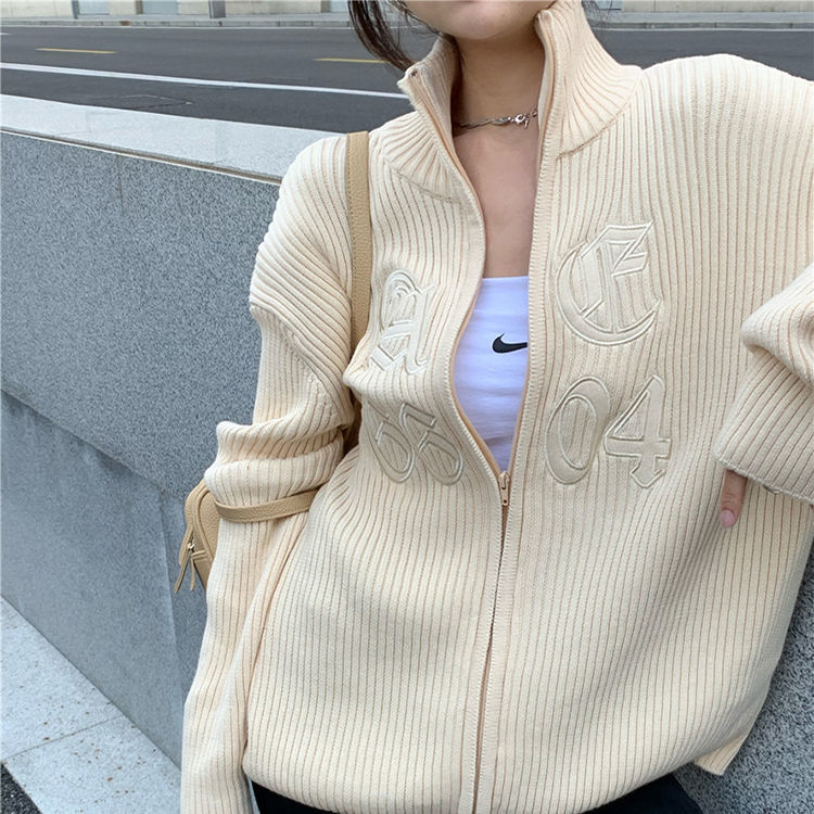 IMAODOU  Áo Khoác Nữ Len Dài Tay Dáng Rộng Phong Cách Hàn Quốc Nhẹ Nhàng