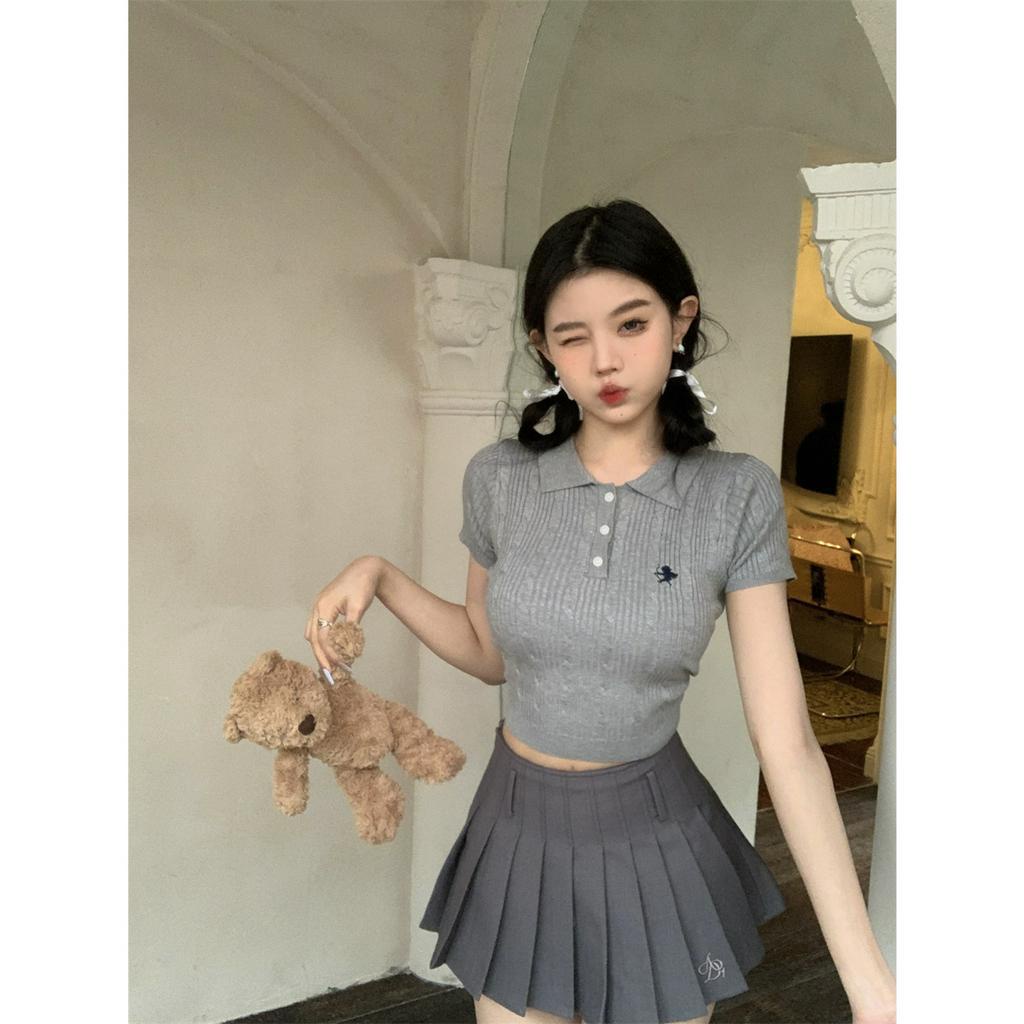 ZHELIHANGFEI Áo Thun polo Ngắn Tay Ôm Dáng Thời Trang Dành Cho Nữ